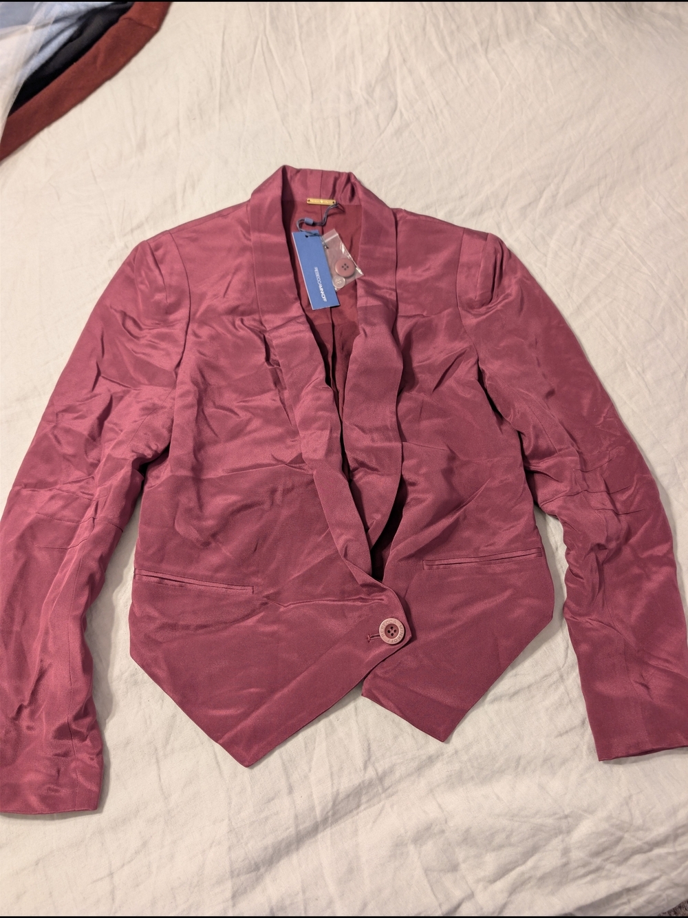 NWT Rebecca Minkoff Silk Becky Jacket Blazer Galaxy Burgundy Red Size 8